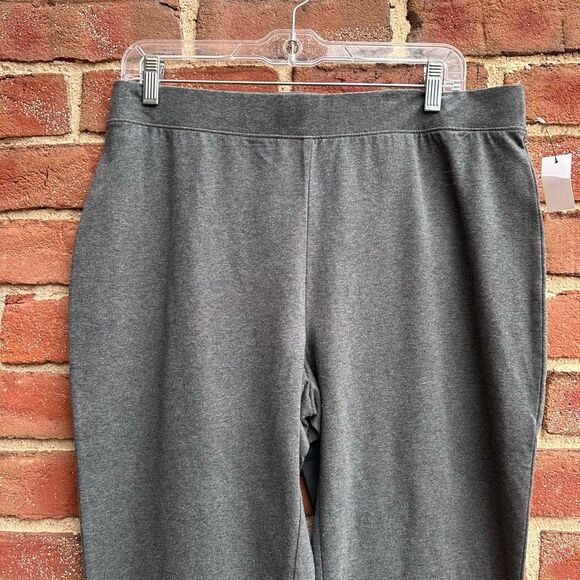 T By Talbots $70 Women Gray Stretch Knit Pull On Straight Ankle Pants large NEW - Picture 4 of 8